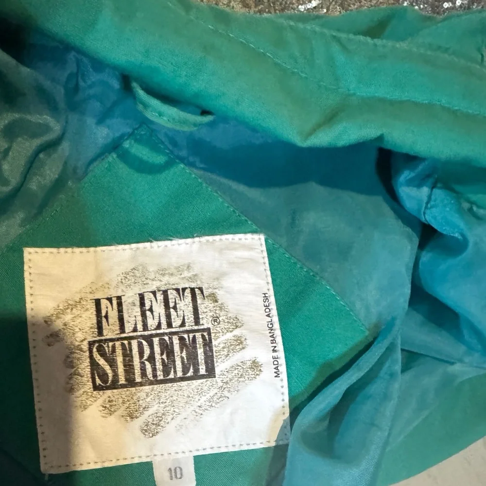Vintage Fleet Street Teal Oversized Windbreaker Jacket Retro 90s Chic Size 10
